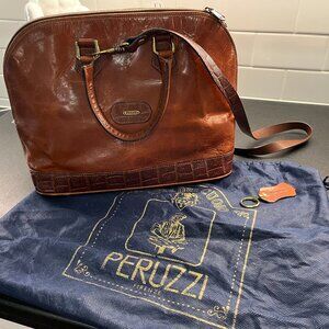 Vintage Peruzzi Italian Tan Leather Tote Bag